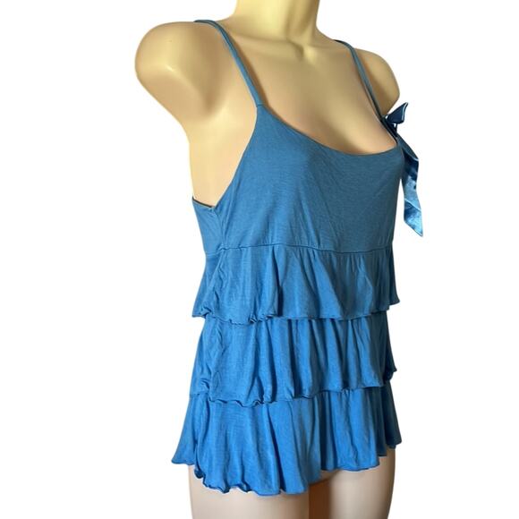 INC International Concepts Blue Tiered Knit Top with Spaghetti Straps Y2K - Picture 3 of 10